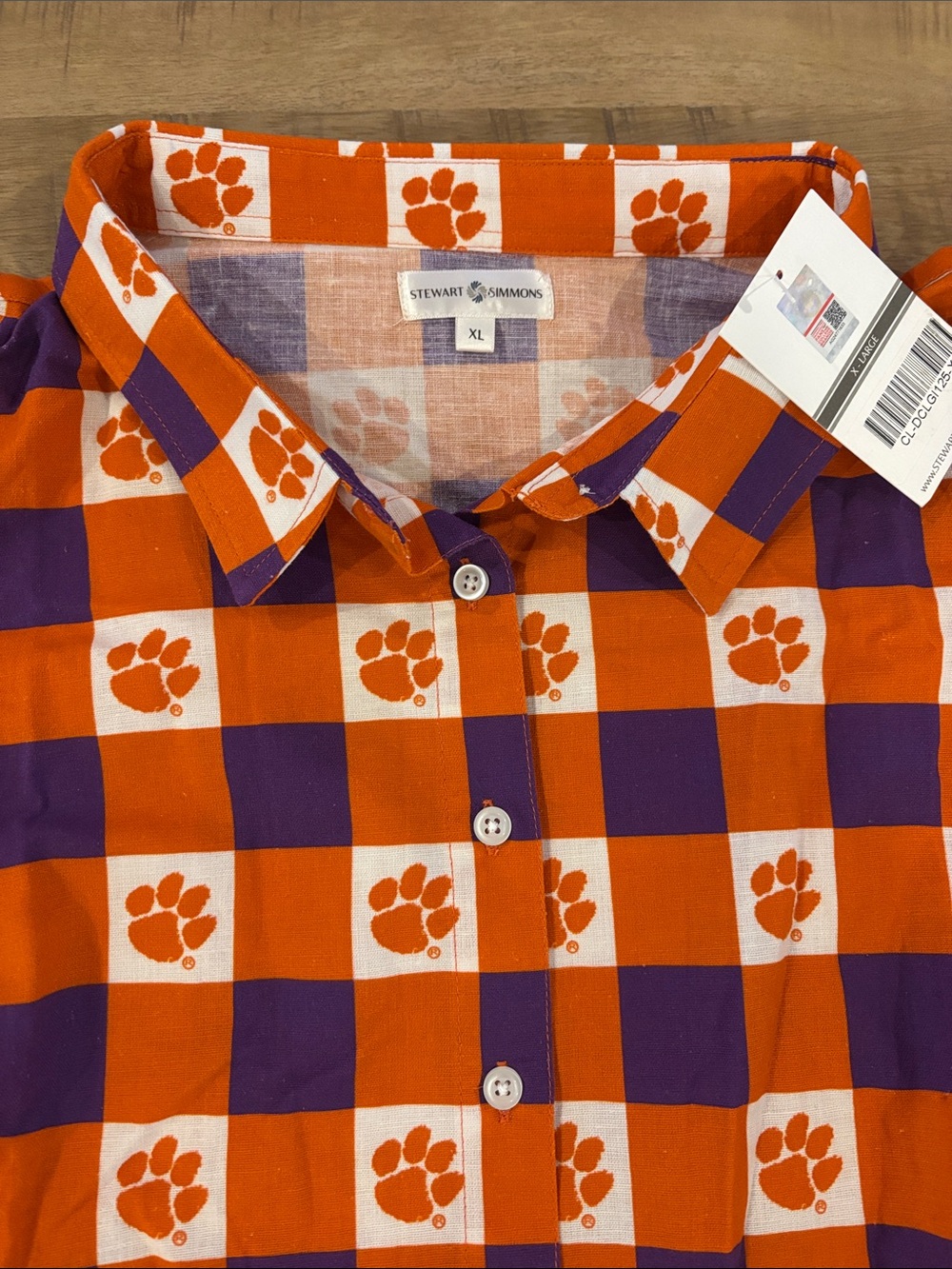 Clemson Tigers The Go Gingham Ruffle Dress Linen Cotton Blend XL NWT $169 - Picture 7 of 9